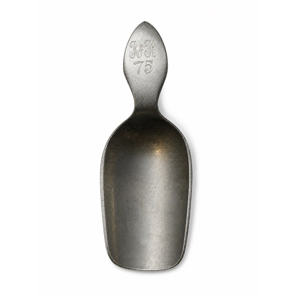 Vintage Stieff Pewter Scoop 4 3/4” HH 75 Engraved Utensil Mini Serving Spoon